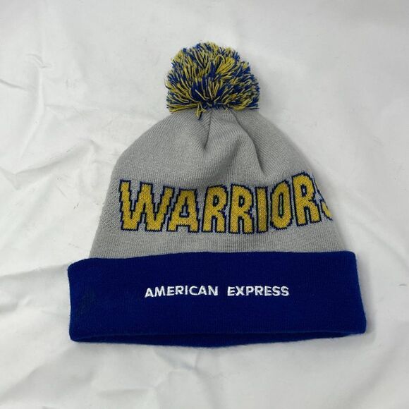 Golden State Warriors Pom Pom gray blue beanie MENS - Picture 2 of 10